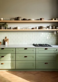 Aesthetic kitchen furniture shelf wood. 