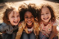 Different race kids laughing portrait smile. AI generated Image by rawpixel.