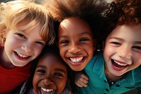 Different race kids laughing portrait child. AI generated Image by rawpixel.