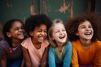 Different race kids laughing child togetherness. AI generated Image by rawpixel.