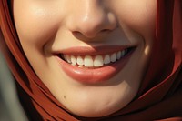 Smiling teeth person adult hijab. 