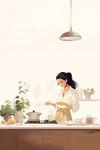 Woman cooking in kitchen. 