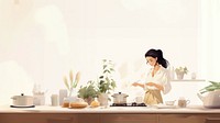 Woman cooking in kitchen. AI generated Image by rawpixel.