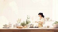 Woman cooking in kitchen. 