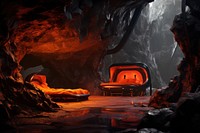 Volcanic lair mountain cave lava. AI generated Image by rawpixel.