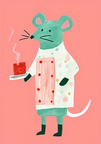 Cute rat wear cooking outfit animal standing clothing. 