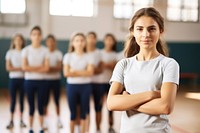 School gym exercising happiness. 