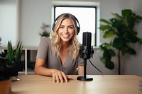 Influencer microphone headphones studio. AI generated Image by rawpixel.