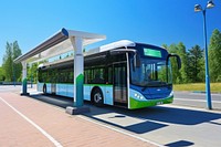 Bus outdoors vehicle blue. 