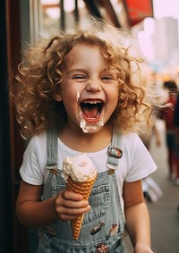 Kid girl laughing smiling dessert. 