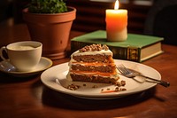 Carrot cake dessert coffee candle. 