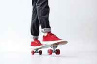 Male legs skateboard shoe footwear. 