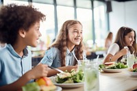 School cafeteria lunch food. 