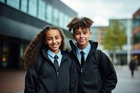 School building portrait jacket. 