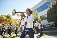 School musician marching horn. AI generated Image by rawpixel.