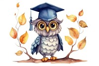 Clever owl graduation drawing sketch. AI generated Image by rawpixel.