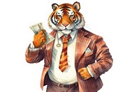 Tiger wearing suit animal adult white background. 