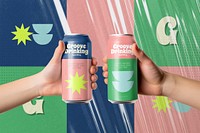 Soda can mockup, beverage packaging psd