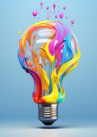 Splashing paint pouring out of it bulb lightbulb electricity illuminated.