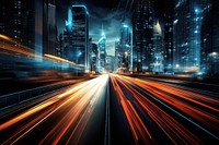 Cars speed through city night architecture metropolis. AI generated Image by rawpixel.
