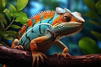 Colorful chamelon reptile chameleon animal. AI generated Image by rawpixel.