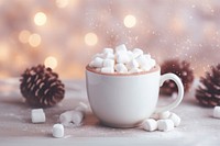 Hot chocolate marshmallow christmas dessert drink. 