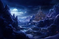 Snow magic mountain night astronomy landscape. AI generated Image by rawpixel.
