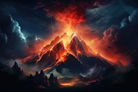 Volcano mountain nature night lava. AI generated Image by rawpixel.