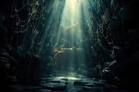 Spider webs nature cave illuminated. AI generated Image by rawpixel.