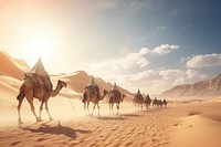 Desert camel landscape panoramic. AI generated Image by rawpixel.