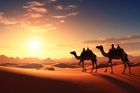 Desert camel landscape outdoors. AI generated Image by rawpixel.