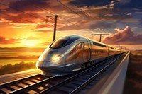 Train vehicle railway sunset. AI generated Image by rawpixel.