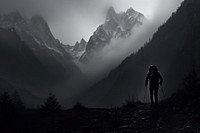 Mountain silhouettes hiking mountain adventure outdoors. AI generated Image by rawpixel.