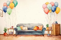 Room furniture painting balloon. AI generated Image by rawpixel.