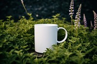 White mug coffee flower cup. 