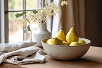 Ceramic bowl background pear tableware. 