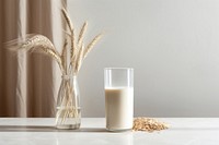 Glass oat milk dairy food. 