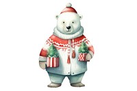 Polar bear wearing ugly christmas sweater figurine snowman mammal. AI generated Image by rawpixel.
