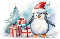 Penguin christmas winter snow bird. AI generated Image by rawpixel.