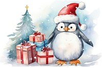 Penguin christmas winter snow bird. 