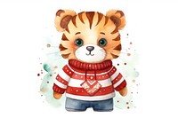 Tiger wearing ugly christmas sweater toy white background representation. AI generated Image by rawpixel.