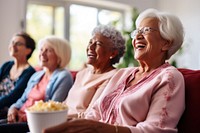 Laughing sitting women adult. 