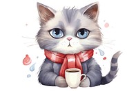 Cat drinking coffee mammal animal cute. AI generated Image by rawpixel.