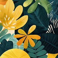 Tropical leaf patterned background, digital art illustration. 