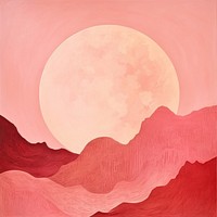 Pink moon  astronomy painting. 