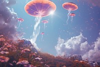 Realistic background sky jellyfish outdoors. 