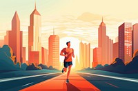 Man running in city park, digital art illustration. AI generated Image by rawpixel.