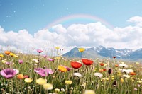 Flower meadow landscape grassland. AI generated Image by rawpixel.