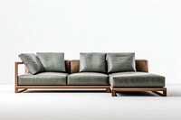L-shaped wooden modern sofa furniture cushion pillow. AI generated Image by rawpixel.