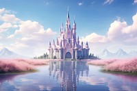 Fairy sky castle ground architecture landscape building. AI generated Image by rawpixel.